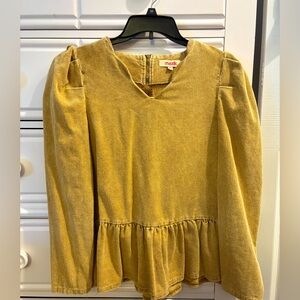 Mazik gold toned wheat corduroy peplum top